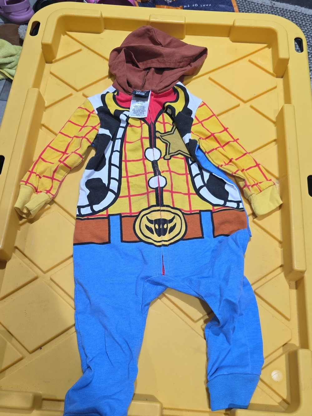 DISNEY Cowboy Sheriff WOODY  Hooded Kids Costume Onesie -9 MONTHS